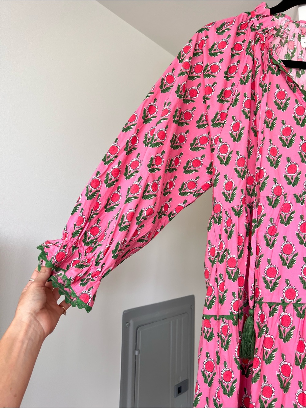 Entro Pink & Green Floral Cotton Mini Dress Sz M - Picture 4 of 14